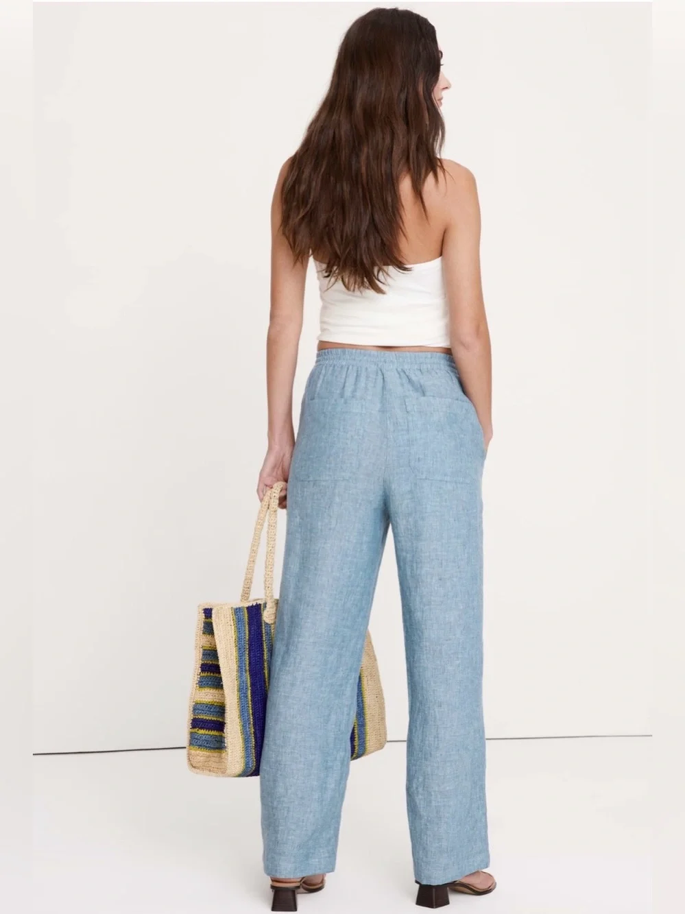 NWT-Banana Republic Getaway Straight Leg Pull On Linen Pant, Large